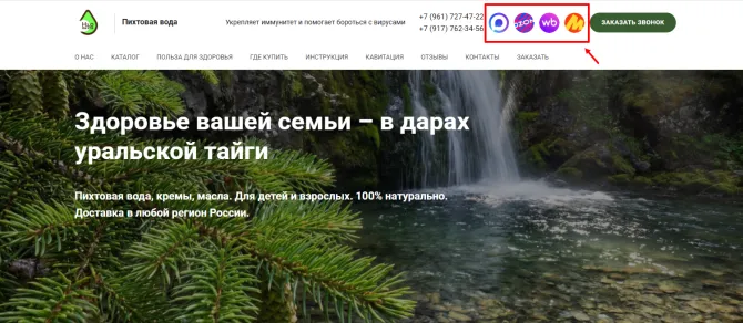 Ссылки на маркетплейсы на сайте